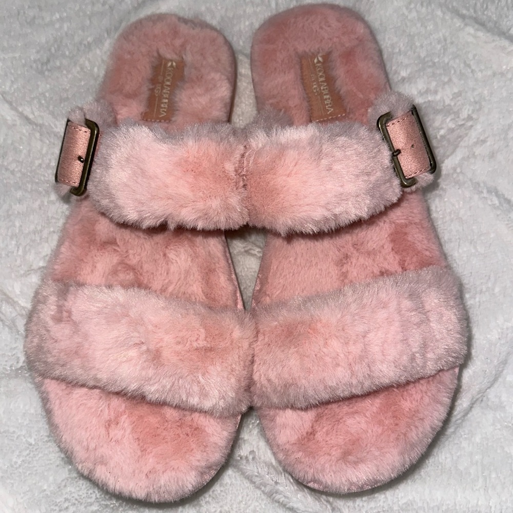 Koolaburra by UGG Soft Furry Pink Slipper Sandals Size 10